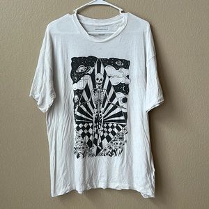 💀america eagle white skull graphic short sleeve tee